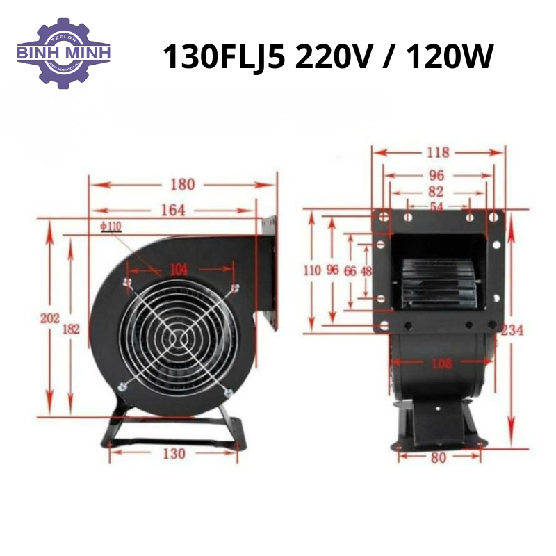 Quạt ly tâm 130FLJ5 2W2 120W 220V | Hàng chính hãng